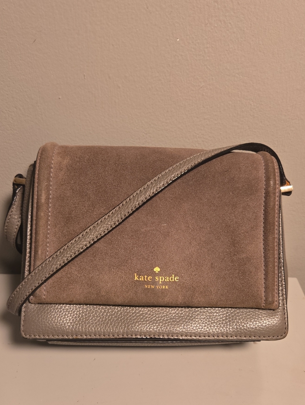 Kate Spade Gray/Taupe suede & leather Crossbody bag
